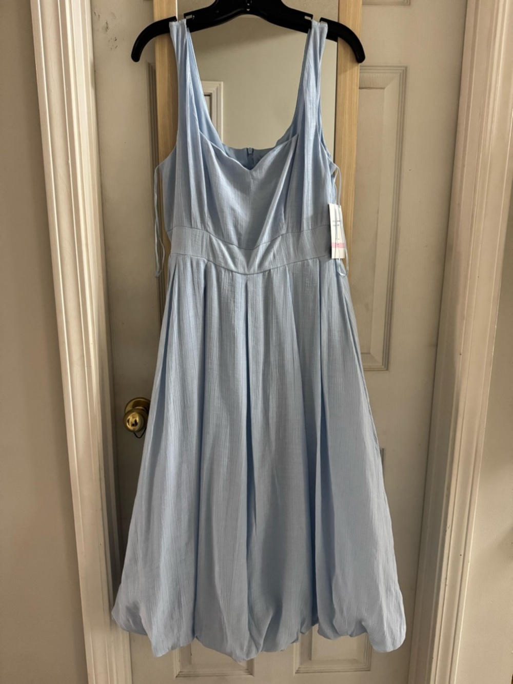 Maison Tara NWT Pale Blue Sleeveless Midi Dress with  BUBBLE HEM